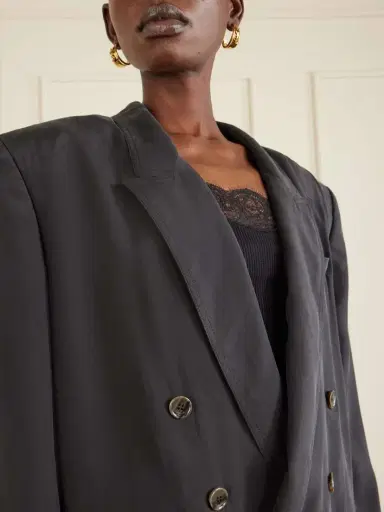 Saint Laurent Double-breasted Silk-habotai Blazer | Thumbnail 4