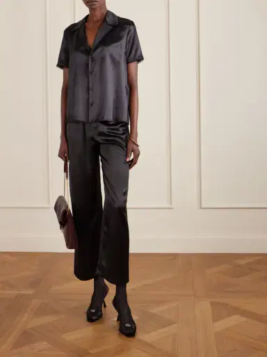 Saint Laurent Lace-trimmed Silk-satin Shirt | Thumbnail 2 Saint Laurent Lace-trimmed Silk-satin Shirt | Thumbnail 2