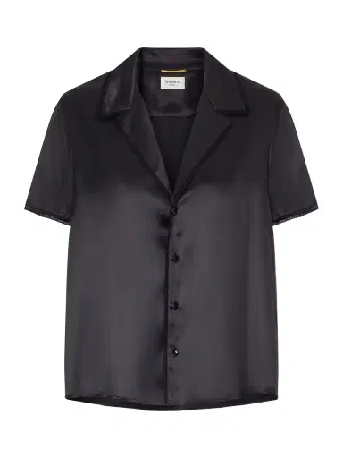 Saint Laurent Lace-trimmed Silk-satin Shirt | Thumbnail 1 Saint Laurent Lace-trimmed Silk-satin Shirt | Thumbnail 1