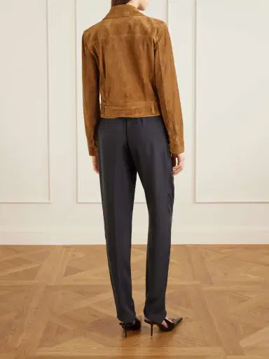 Saint Laurent Cropped Belted Suede Jacket | Thumbnail 4