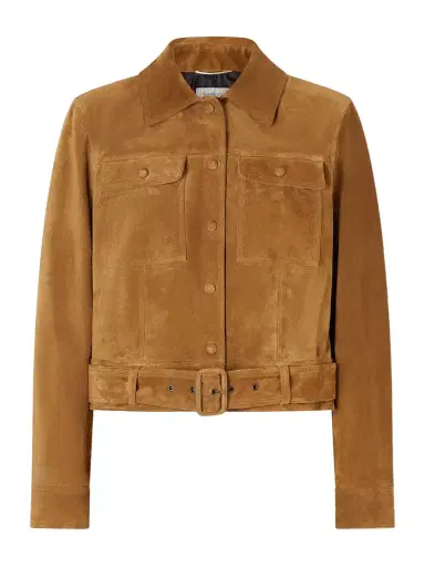 Saint Laurent Cropped Belted Suede Jacket | Thumbnail 1