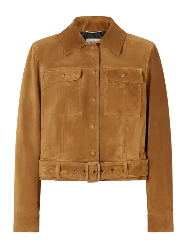 Cropped Belted Suede Jacket
