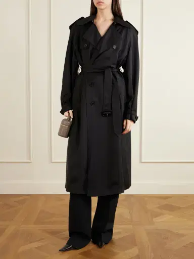 Saint Laurent Double-breasted Belted Silk-twill Trench Coat | Thumbnail 2 Saint Laurent Double-breasted Belted Silk-twill Trench Coat | Thumbnail 2