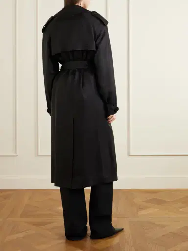 Saint Laurent Double-breasted Belted Silk-twill Trench Coat | Thumbnail 3 Saint Laurent Double-breasted Belted Silk-twill Trench Coat | Thumbnail 3