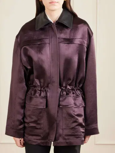 Maria McManus Leather-trimmed Sateen Jacket | Thumbnail 3 Maria McManus Leather-trimmed Sateen Jacket | Thumbnail 3