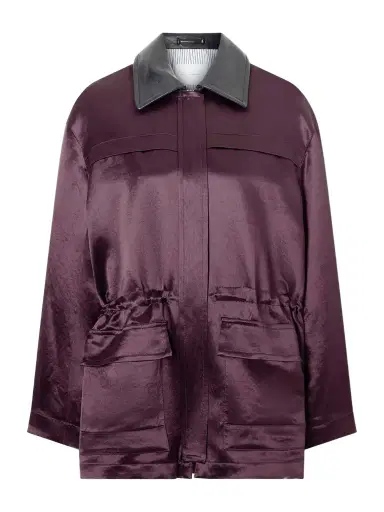 Maria McManus Leather-trimmed Sateen Jacket | Thumbnail 1 Maria McManus Leather-trimmed Sateen Jacket | Thumbnail 1