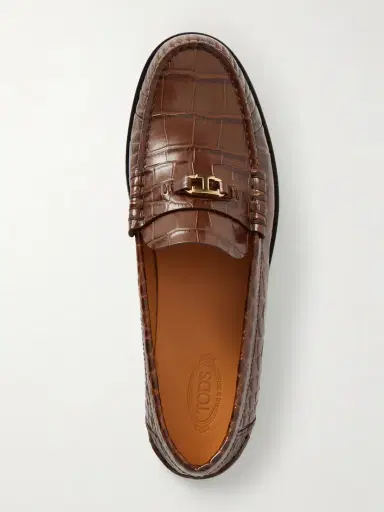 Tod's Embellished Croc-effect Leather Loafers | Thumbnail 6 Tod's Embellished Croc-effect Leather Loafers | Thumbnail 6