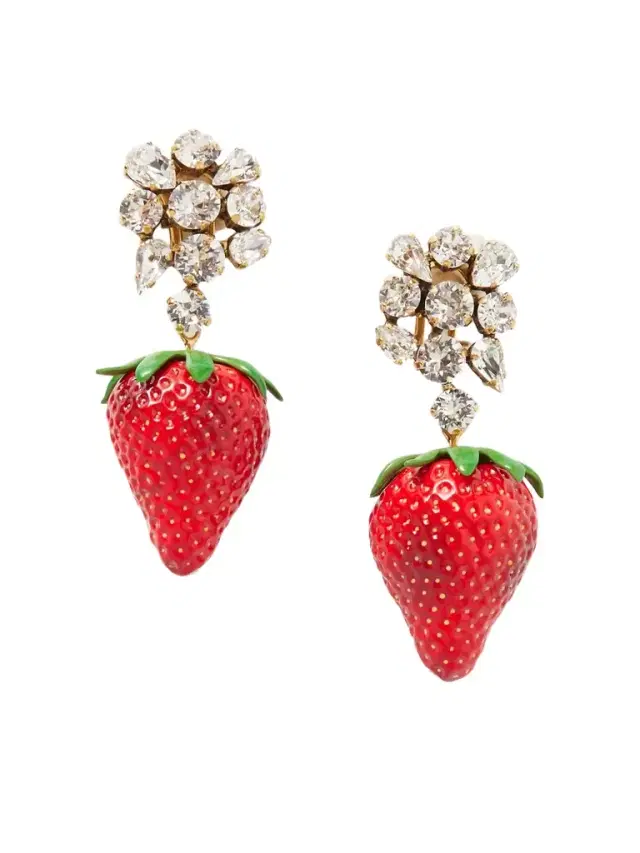 Gold-tone, Crystal And Resin Clip Earrings