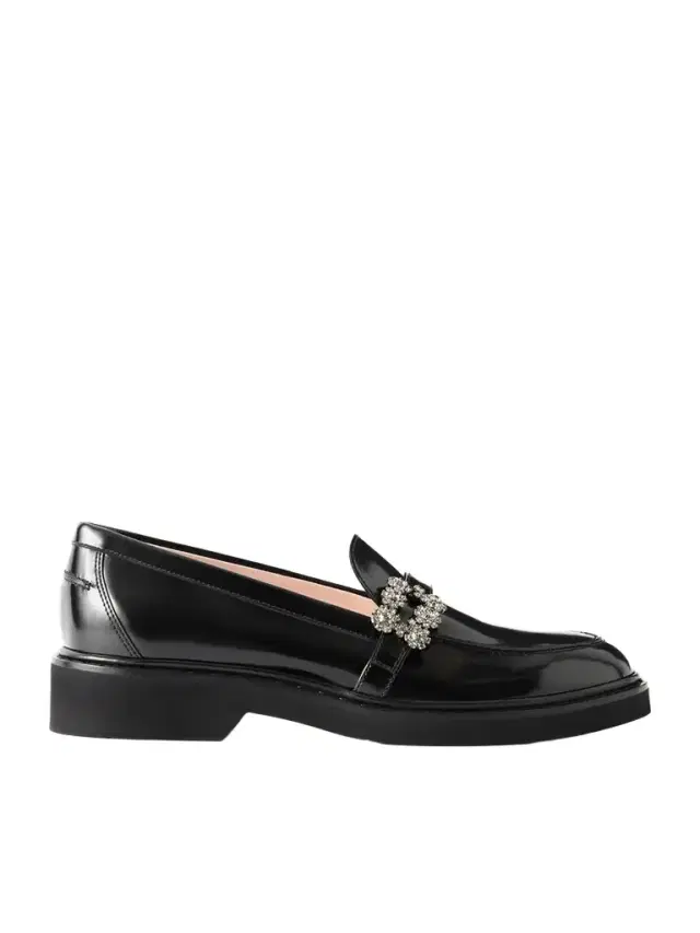 Roger Vivier Viv Embellished Glossed-leather Loafers