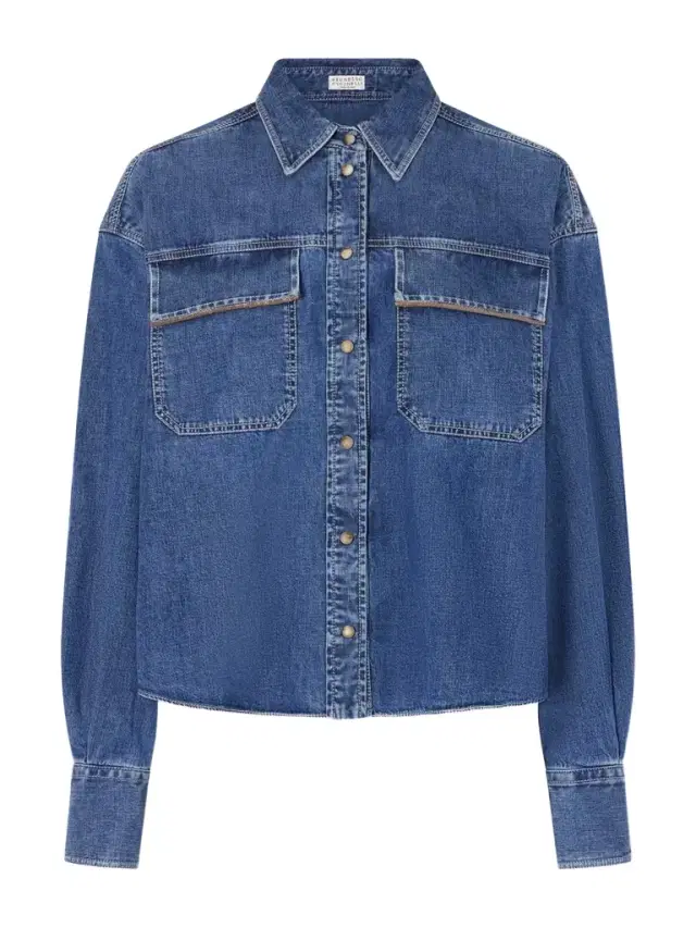 Bead-embellished Denim Shirt