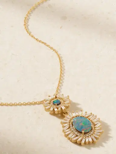 Suzanne Kalan 18-karat Gold, Opal And Diamond Necklace | Thumbnail 5 Suzanne Kalan 18-karat Gold, Opal And Diamond Necklace | Thumbnail 5