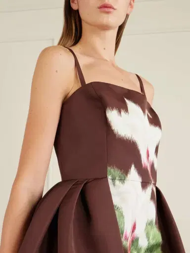 Oscar de la Renta Pleated Floral-print Faille Midi Dress | Thumbnail 4