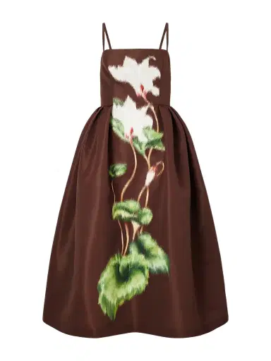 Oscar de la Renta Pleated Floral-print Faille Midi Dress | Thumbnail 1
