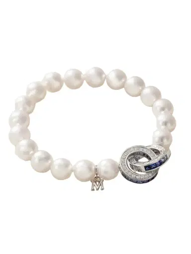 Mikimoto 18-karat White Gold Sapphire, Diamond And Pearl Bracelet | Thumbnail 1 Mikimoto 18-karat White Gold Sapphire, Diamond And Pearl Bracelet | Thumbnail 1
