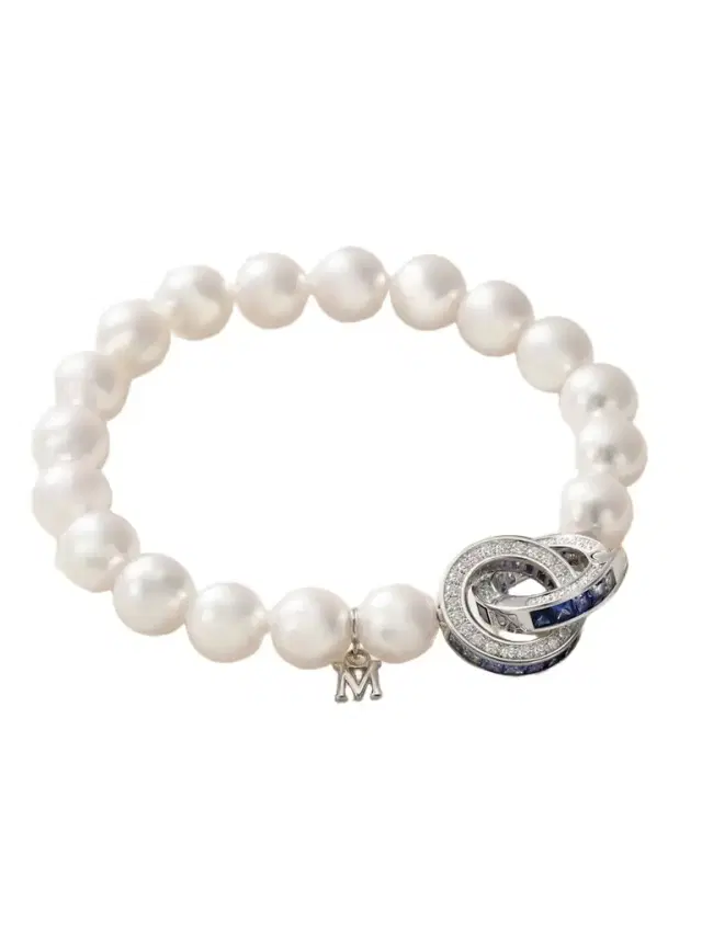 Mikimoto 18-karat White Gold Sapphire, Diamond And Pearl Bracelet