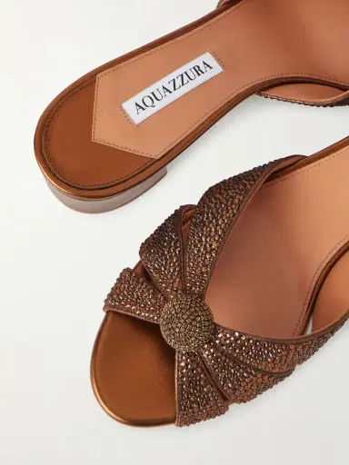 Aquazzura Italian Flirt 35 Crystal-embellished Leather Mules | Thumbnail 5 Aquazzura Italian Flirt 35 Crystal-embellished Leather Mules | Thumbnail 5