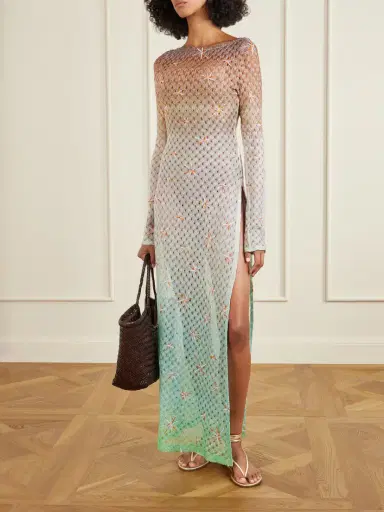 Missoni Open-back Dégradé Embroidered Metallic Crochet-knit Maxi Dress | Thumbnail 2