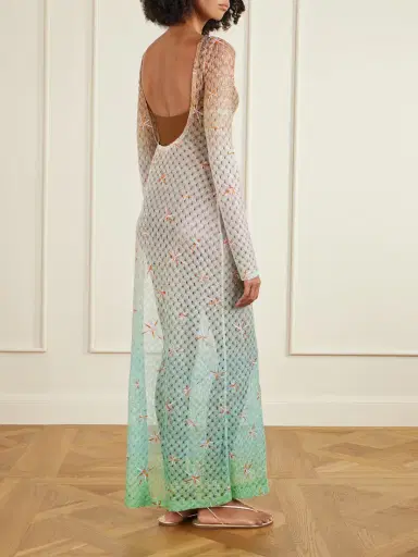 Missoni Open-back Dégradé Embroidered Metallic Crochet-knit Maxi Dress | Thumbnail 3