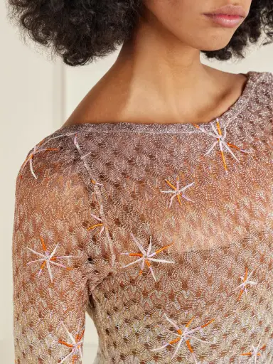 Missoni Open-back Dégradé Embroidered Metallic Crochet-knit Maxi Dress | Thumbnail 4