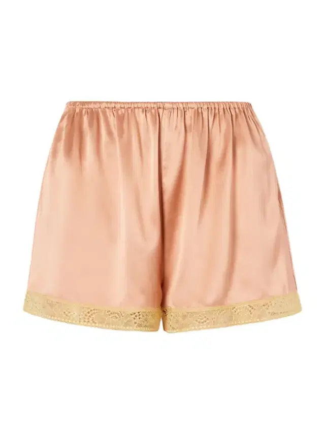 Pretty Lace-trimmed Silk-satin Shorts