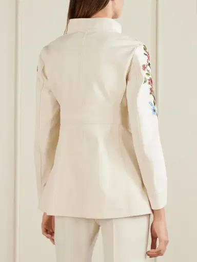 Valentino Garavani Belted Embellished Embroidered Denim Jacket | Thumbnail 3 Valentino Garavani Belted Embellished Embroidered Denim Jacket | Thumbnail 3