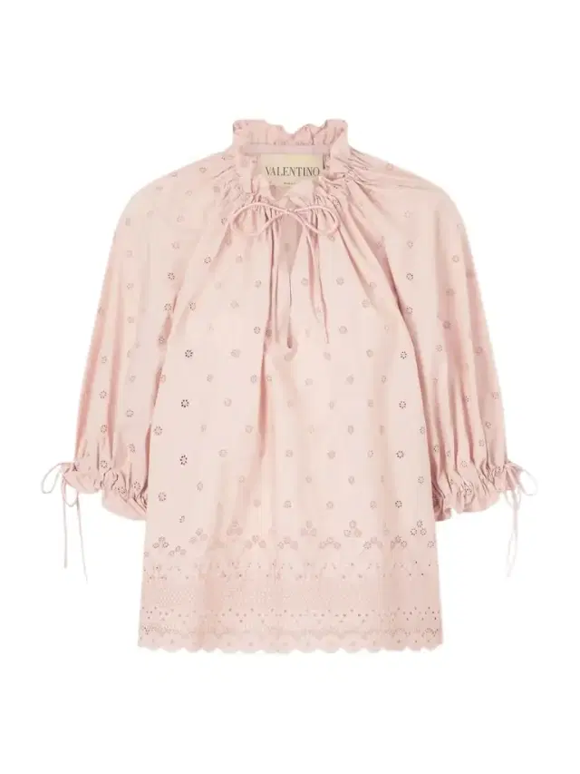 Valentino Garavani Tie-detailed Gathered Broderie Anglaise Cotton Blouse