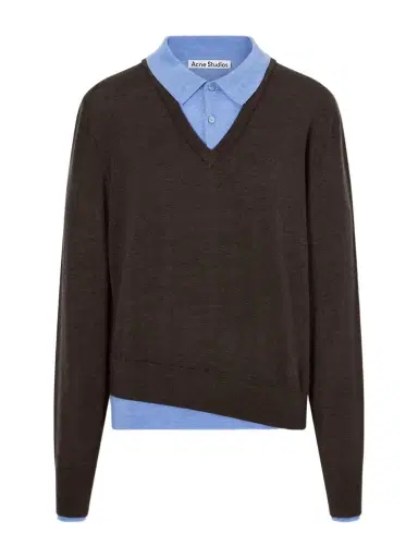 Acne Studios Layered Wool Polo Sweater | Thumbnail 1 Acne Studios Layered Wool Polo Sweater | Thumbnail 1
