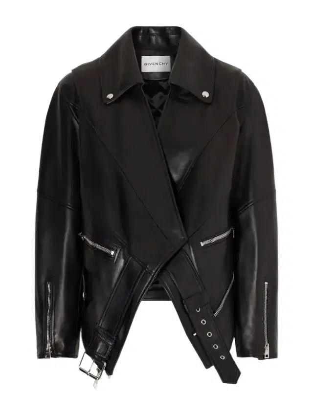 Asymmetric Paneled Leather Jacket
