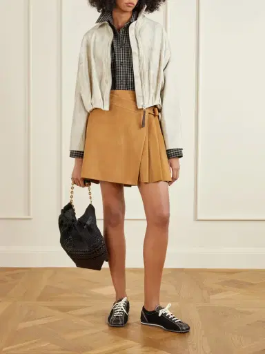 Loewe Pleated Suede Mini Wrap Skirt | Thumbnail 2 Loewe Pleated Suede Mini Wrap Skirt | Thumbnail 2