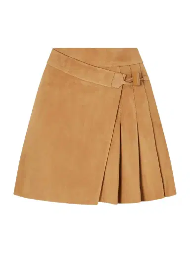 Loewe Pleated Suede Mini Wrap Skirt | Thumbnail 1 Loewe Pleated Suede Mini Wrap Skirt | Thumbnail 1