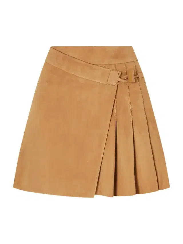Pleated Suede Mini Wrap Skirt