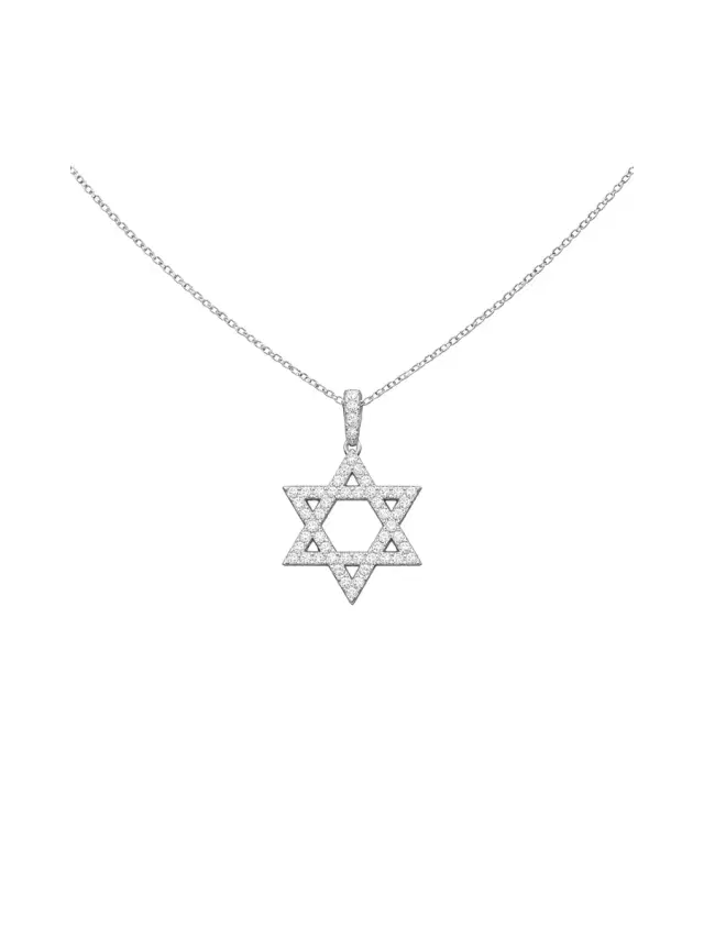 0.74ct Diamond 14K Gold Star of David Necklace