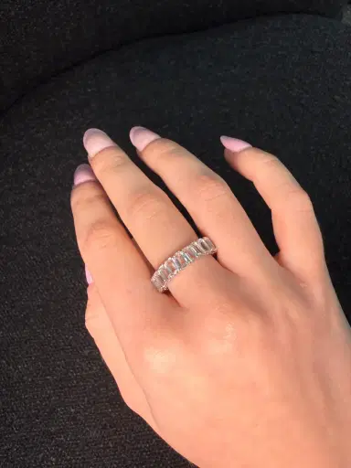 Wish Fine Jewelry 7.42ct White Topaz 18K Gold Eternity Band Ring | Thumbnail 2 Wish Fine Jewelry 7.42ct White Topaz 18K Gold Eternity Band Ring | Thumbnail 2