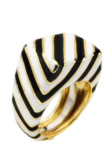 DAVID WEBB Black White Crosswalk Ring | Thumbnail 1