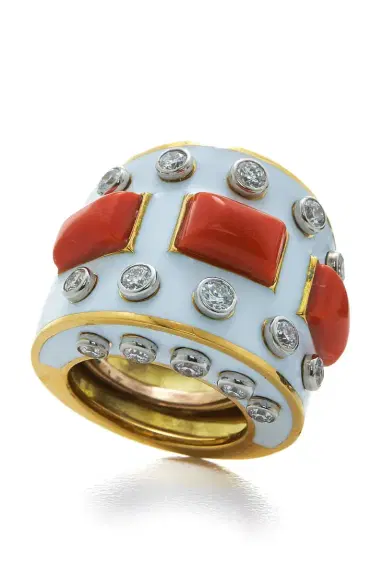 DAVID WEBB Coral Bastille Ring | Thumbnail 1