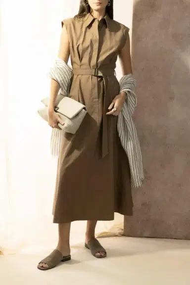 Brunello Cucinelli Diagonal Shirt Dress - Leather | Thumbnail 2 Brunello Cucinelli Diagonal Shirt Dress - Leather | Thumbnail 2
