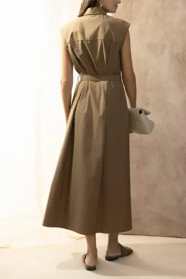 Brunello Cucinelli Diagonal Shirt Dress - Leather | Thumbnail 4 Brunello Cucinelli Diagonal Shirt Dress - Leather | Thumbnail 4
