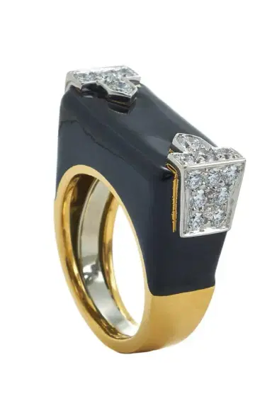 DAVID WEBB Diamond Black Hero Ring | Thumbnail 1