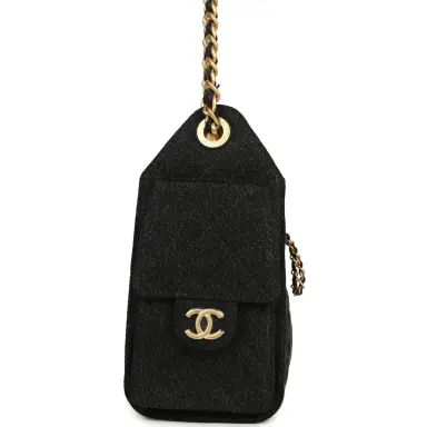 Chanel Chanel Mini 25 Hobo Bag Black Washed Denim Antique Gold Hardware | Thumbnail 3