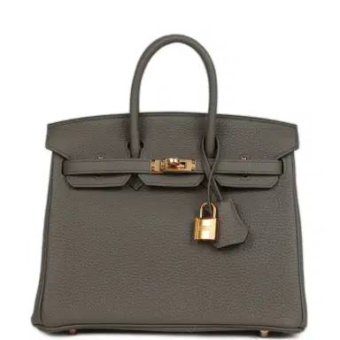 HERMÈS Hermes Birkin 25 Etain Togo Rose Gold Hardware | Thumbnail 1