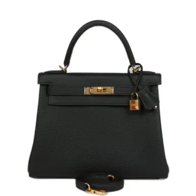 HERMÈS Hermes Kelly Retourne 25 Black Togo Gold Hardware | Thumbnail 1