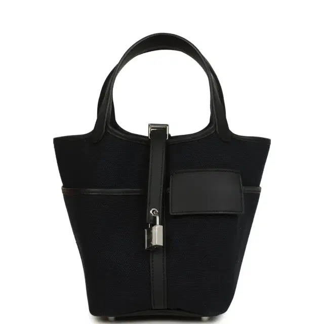hermes Hermes Picotin Cargo 18 Black Toile Goeland and Swift Palladium Hardware