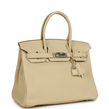 HERMÈS Pre-owned Hermes Birkin 30 Parchemin Clemence Palladium Hardware | Thumbnail 2 HERMÈS Pre-owned Hermes Birkin 30 Parchemin Clemence Palladium Hardware | Thumbnail 2