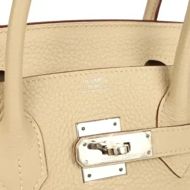 HERMÈS Pre-owned Hermes Birkin 30 Parchemin Clemence Palladium Hardware | Thumbnail 7 HERMÈS Pre-owned Hermes Birkin 30 Parchemin Clemence Palladium Hardware | Thumbnail 7
