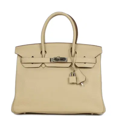 HERMÈS Pre-owned Hermes Birkin 30 Parchemin Clemence Palladium Hardware | Thumbnail 1 HERMÈS Pre-owned Hermes Birkin 30 Parchemin Clemence Palladium Hardware | Thumbnail 1