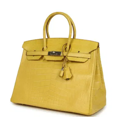 HERMÈS Pre-owned Hermes Birkin 35 Mimosa Matte Alligator Palladium Hardware | Thumbnail 5 HERMÈS Pre-owned Hermes Birkin 35 Mimosa Matte Alligator Palladium Hardware | Thumbnail 5