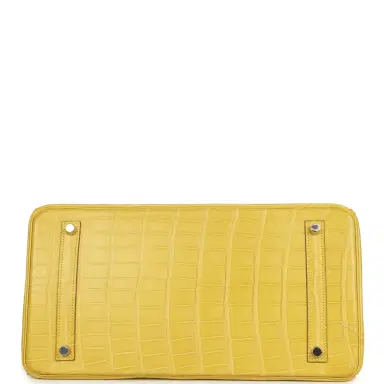 HERMÈS Pre-owned Hermes Birkin 35 Mimosa Matte Alligator Palladium Hardware | Thumbnail 6 HERMÈS Pre-owned Hermes Birkin 35 Mimosa Matte Alligator Palladium Hardware | Thumbnail 6