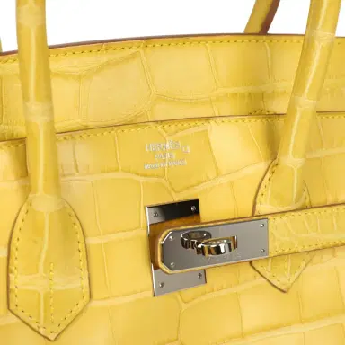 HERMÈS Pre-owned Hermes Birkin 35 Mimosa Matte Alligator Palladium Hardware | Thumbnail 7 HERMÈS Pre-owned Hermes Birkin 35 Mimosa Matte Alligator Palladium Hardware | Thumbnail 7