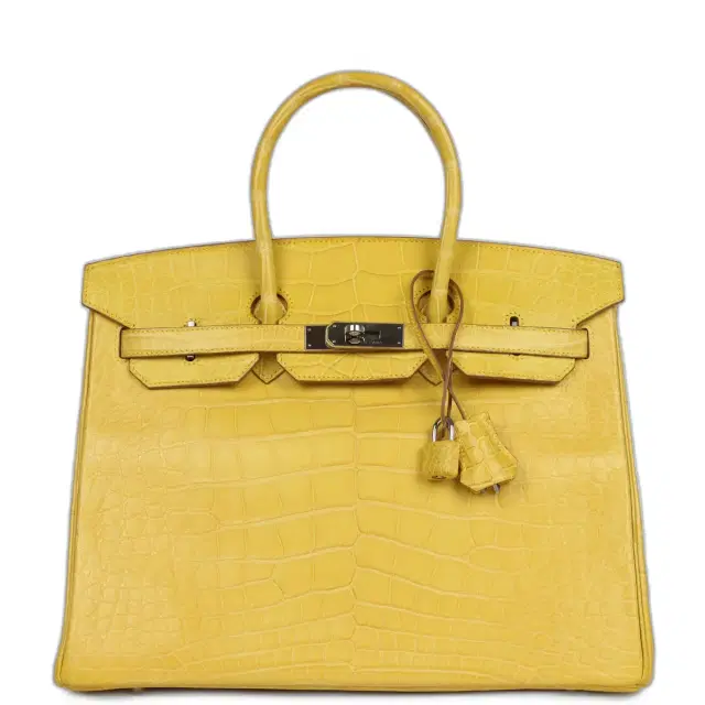 hermes Pre-owned Hermes Birkin 35 Mimosa Matte Alligator Palladium Hardware