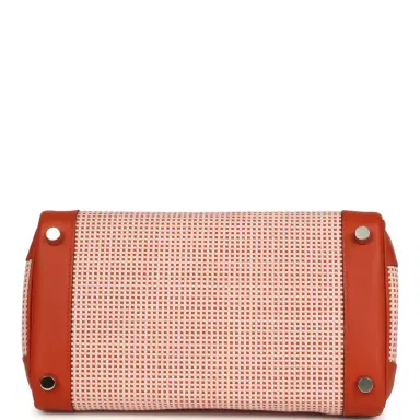 HERMÈS Pre-owned Hermes Quadrille Birkin 25 Brique Swift and Ecru-Mauve Pale and Brique Toile H Palladium Hardware | Thumbnail 6 HERMÈS Pre-owned Hermes Quadrille Birkin 25 Brique Swift and Ecru-Mauve Pale and Brique Toile H Palladium Hardware | Thumbnail 6